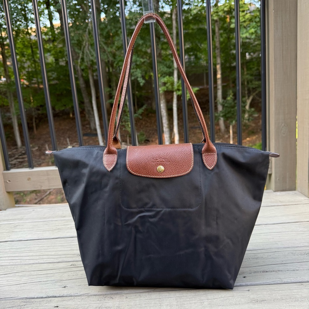 Longchamp Le Pliage Original L Tote Bag in black recycled canvas - Picture 2 of 16